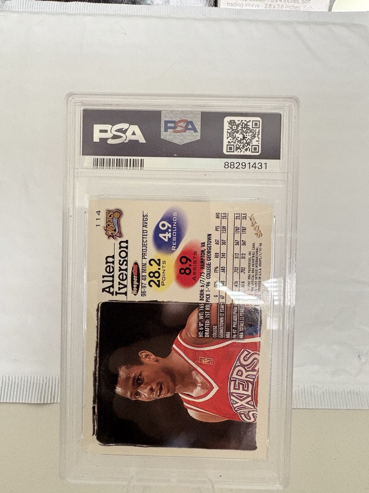 1997 Skybox NBA Hoops Allen Iverson #114 Philadelphia 76ers SP Ebay 1/1 PSA 10 view 2