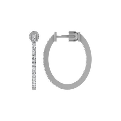 14k White Gold Round 0.5Ct Lab Grown Diamond Hoop Earrings Gift for Women