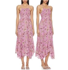 FREE PEOPLE Heat Wave Printed Pink Maxi Floral Dress Size XS, EUC