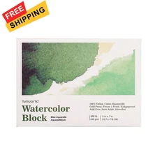 tumuarta Watercolor Block 300 LB, 640 GSM, 100% Cotton, 5X7”, Natural white 