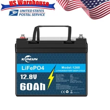 12V 60Ah Lithium Battery LiFePO4 Rechargeable Deep Cycle BMS RV Solar Golf Cart