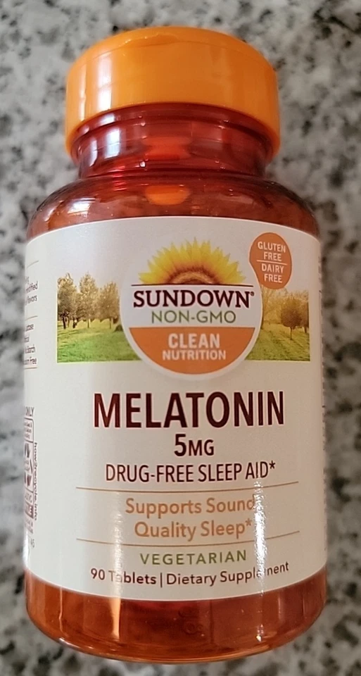 3 Sundown Natural Melatonin 5 mg, Drug-Free Sleep Aid, 90 Coated Tablet Exp 7/27 - Image 2 of 4
