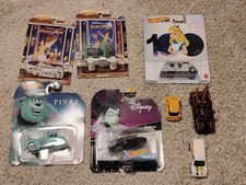 Hot Wheels Disney Pixar Lot Of 8 Character Cars, 5 In Packaging And 3 Loose