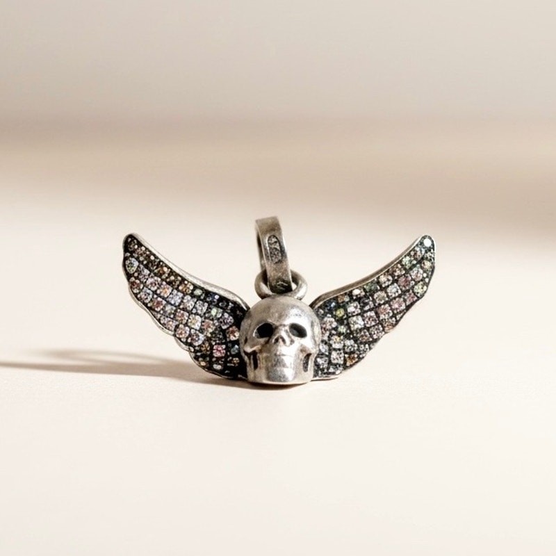 Chrome Hearts X Joe Foti Pave Diamond Winged Mahalia Skull Pendant
