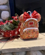 Loungefly Disney Gingerbread Mini Backpack with matching Mickey Ears NWT
