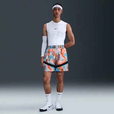 Nike Icon Men's Dri-FIT 15cm Basketball Shorts, Coral/Blue, Large, Brand New