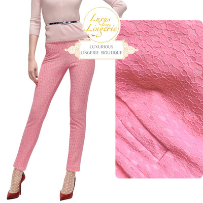 BONDED LACE TROUSERS Wolford 38 S M light roses rosa Hose Spitze Design Blumen