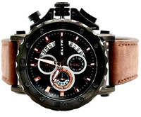 Elite Herren Armband Uhr Chronograph Datum Braun Schwarz Farben Flieger-Design