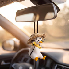 1 Pack Cute Waving Duck Rearview Mirror Hanging Ornament, Car Mirror Hanging Acc