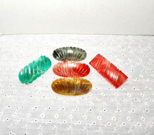 Vintage Faux Marbled Tortoise Resin Snap Clasp Barrette Assorted Set of 5