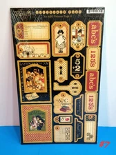 DISCONTINUED RARE Graphic 45 ABC PRIMER CHIPBOARD TAGS #2 SCRAPBOOK SCHOOL #7