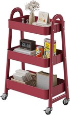 3-Tier Small Rolling Metal Storage Organizer Mobile Utility Cart Kitchen Cart
