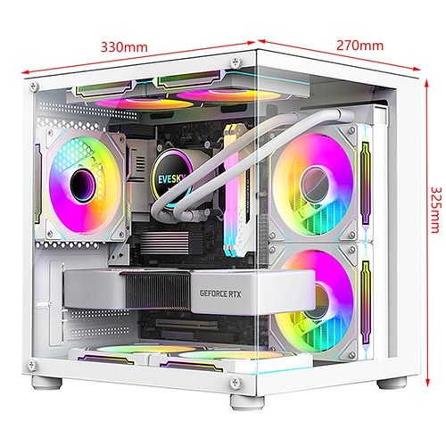 Boîtier PC en verre 270 degrés tour d'ordinateur de bureau transparent pour M-ATX/ITX* - Photo 14/14