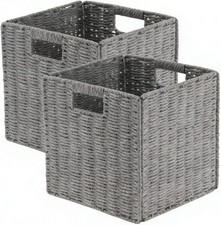 Set of 2 Storage Baskets  Foldable Cube Storage Baskets Bins with Handles UK