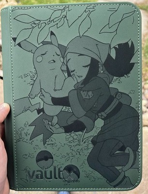 Pokemon Trainer Akari & Pikachu Lazer Engraved Green 4 Pocket Vault X Binder