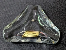 BACCARAT Triangle Crystal Cigar Ashtray: Heavy, 6X6.5X2", France