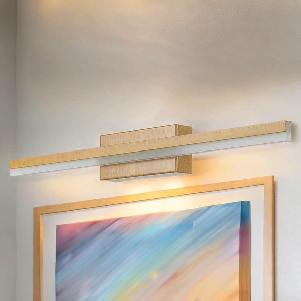 Led Wandleuchte Bad Spiegel IP44 B: 50 Cm Neutralweiß 4000 K Edelstahl Holzoptik-image