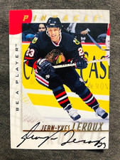 1997-98 Pinnacle Be A Player #45 Jean-Yves Leroux Rookie RC Auto Autograph Card. rookie card picture