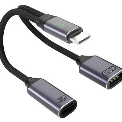 USB C OTG Adapter Splitter 1 zu 2 mit PD 100W Lade- & Datenübertragung Kabel