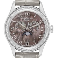 Patek Philippe Annual Calendar White Gold MOP Diamond Mens Watch 4936