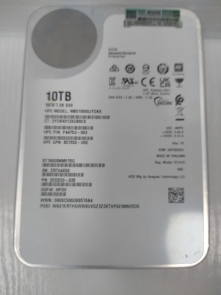 Hewlett Packard 10TB 7.2K SAS - MB010000JYDKK - ST10000NM015G - Hard Drive - Image 4 of 4