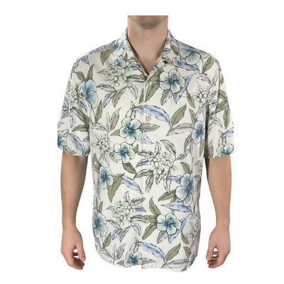 Tommy Bahama Hawaiian Aloha Shirt Large Floral Hibiscus Flowers Silk