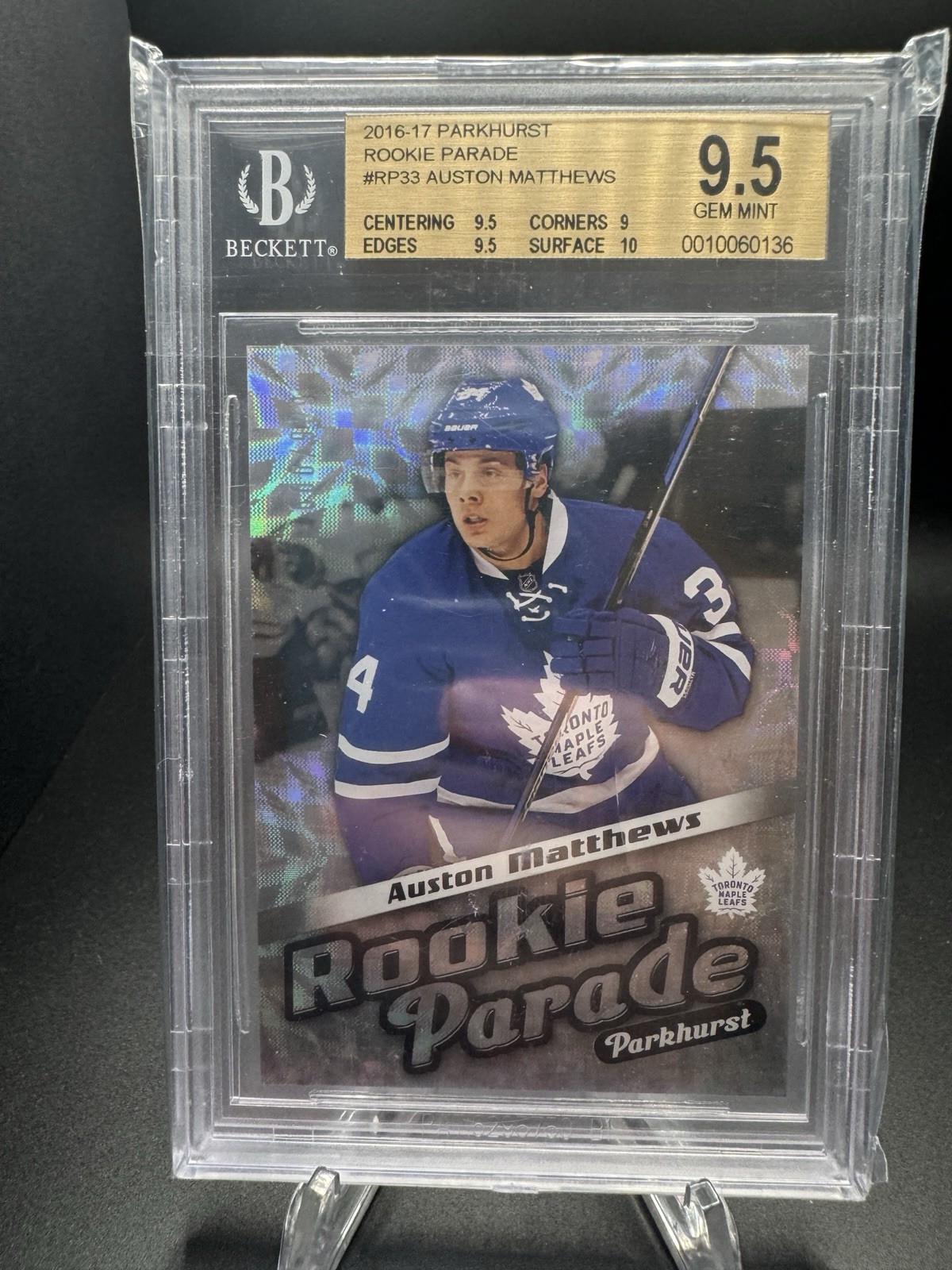 2016-17 Upper Deck Parkhurst - Rookie Parade Auston Matthews #RP33 /999 BGS 9.5