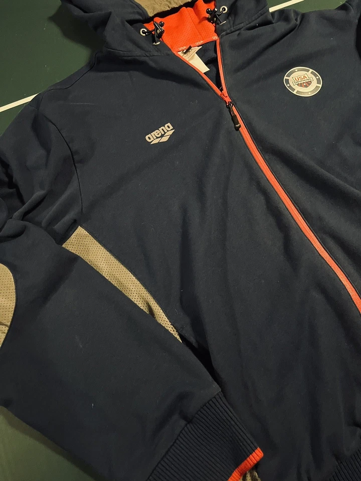 Arena EE. UU. Natación Reflectante Cremallera Completa Sudadera con Capucha Chaqueta Polar 2XL XXL Juegos Olímpicos EE. UU. Foto 4 de 4