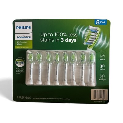 PHILIPS Sonicare W3 Premium White Replacement Toothbrush (Brush) Heads (8 Count)