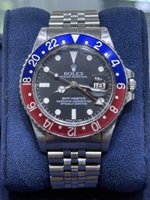 Vintage Rolex 40mm GMT-Master II Pepsi Steel Jubilee Bracelet Watch 16750