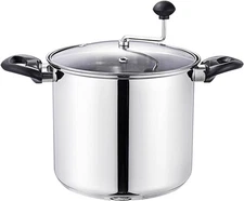 Manual Stovetop Popcorn Popper, Stainless Steel Popcorn Maker with Stirring Rod