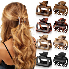 8 PCS Medium Hair Clips for Women Girls - 2 Styles Rectangle and Double Row Teet