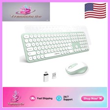 Lightweight Macaron Green Retro Wireless Keyboard  Mouse - Ergonomic and Quiet