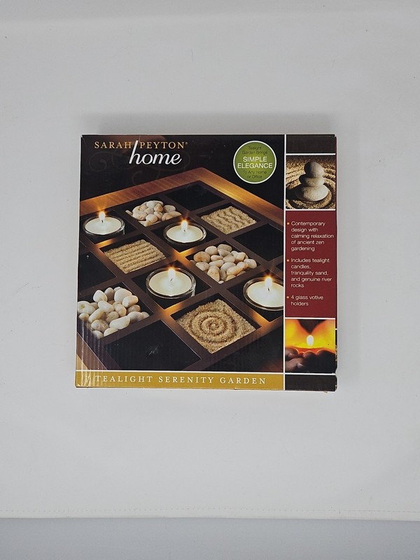 Sarah Peyton Home Tealight Serenity Garden With Candles, Sand & Rocks *New*