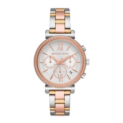 Michael Kors Uhr MK6688 Sofie Damenuhr Chronograph Armbanduhr Silber Rosé Gold