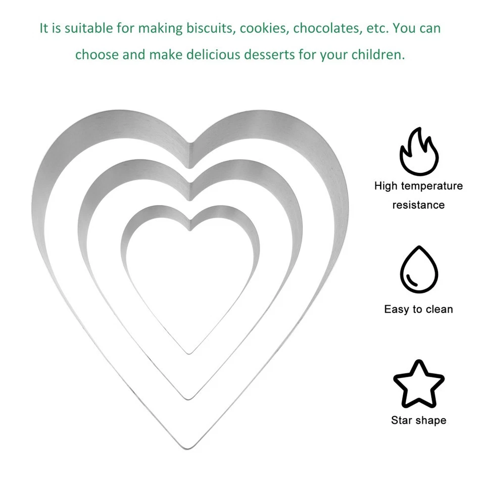  3 Pcs Silikon Herzform Gießform Kuchen Formen Küchenform Herzförmige - Bild 4 von 4