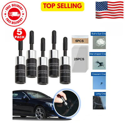 5-Pack Auto Glass Nano Repair Fluid Car Windshield Resin Crack Tool Kit US Ship