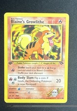Blaine's Growlithe 62/132 1st Edition Gym Challenge Pokemon Card 2000 WOTC LP