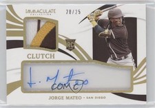 2021 Immaculate Clearly Clutch Rookie Materials Gold 20/25 Jorge Mateo Auto lz7