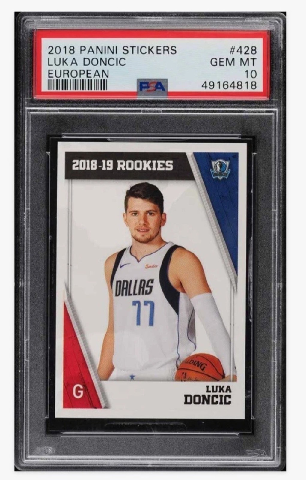 Luka Doncic 2018 Panini Stickers Dallas Mavericks #428 Rookie RC PSA 10 GEM MINT