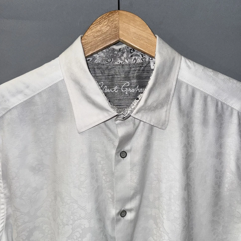 Robert Graham Shirt Mens XL White Classic Fit Long Sleeve Button Up Dress Cotton - Image 3 of 4