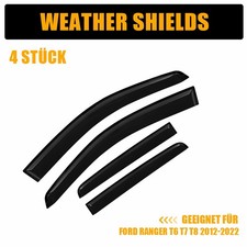 4 Stück Windabweiser Set für Ford Ranger T6 T7 T8 2012-22 Regenabweiser Schwarz
