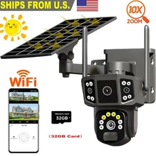 Wireless Solar Battery Powered Wifi Home Security Camera System Outdoor IR +32GB