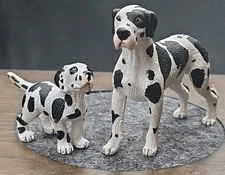 Schleich 16384 Great Dane Female Dog & Male Puppy Toy Figures Retired 