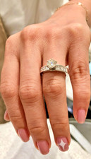 Diamond Engagement Ring 5.25 5 18K White Gold Solitaire Accents 1 Carat Ct VS1 F