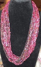 Vintage Multi-Strand Red Beaded Necklace 23 Inch B
