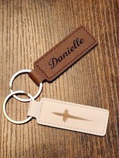 Customizable Leather Keychains Name And Picture 6 Color Options Cursive Or Print