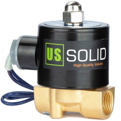 U.S. Solid 3/8'' Brass Solenoid Valve 12V DC Viton Gasket Normally Closed