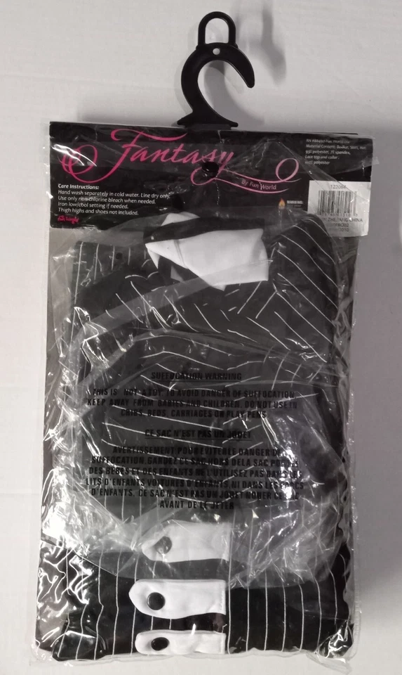 M/L Womens Gangster black/white pinstripe dress hat cuffs Halloween costume - Image 2 of 2