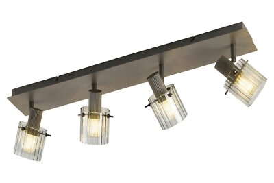 casa NOVA RONJA Strahler Deckenlampe 4-flammig Grau Metall Rauchglas B 70 cm